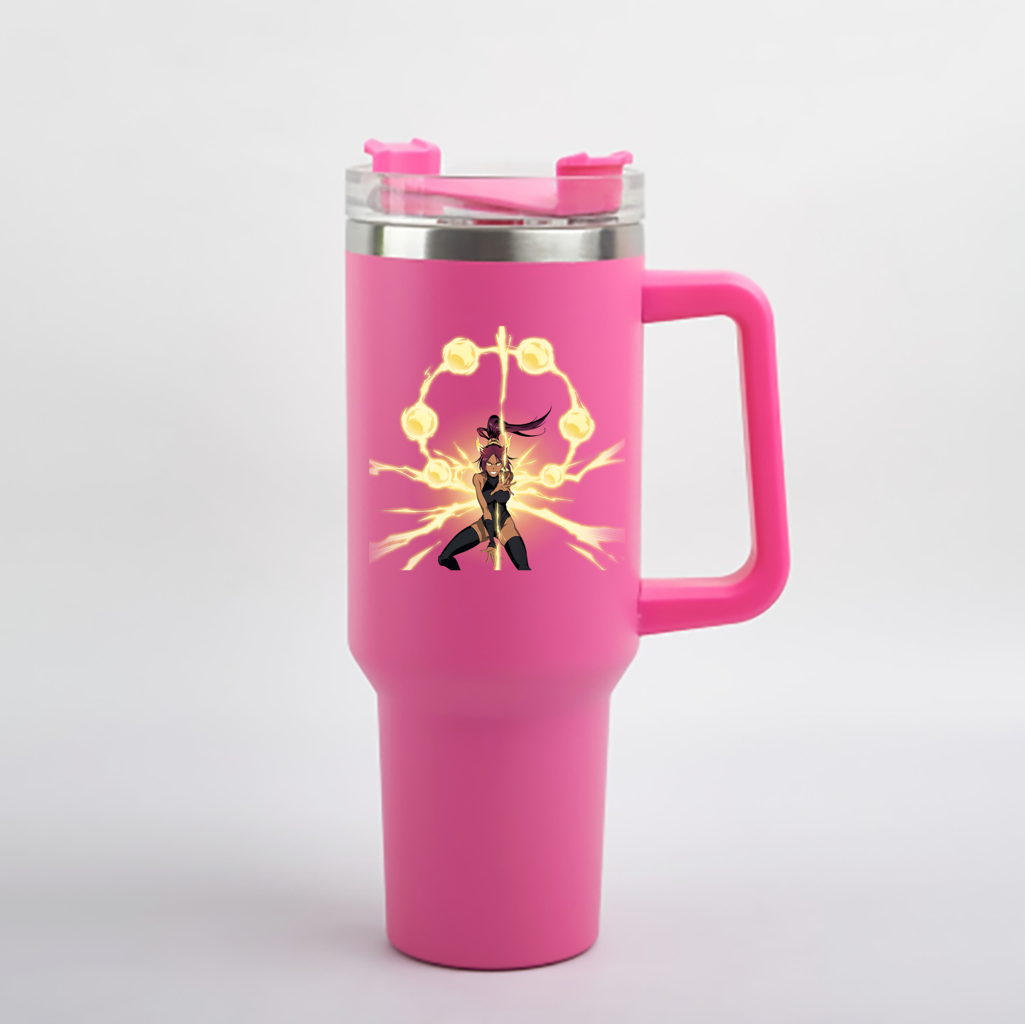 （画像用） ブリーチ 四楓院 夜一（しほういん よるいち） BLEACH Shihouin Yoruichi 1200mL車用タンブラー - クリスタルステッカー（プラスチックストロー付き）